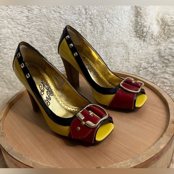 Naughty Monkey Colorful Talks Pumps High Heel Color Block Patent Leather Size 6 - Picture 9 of 15